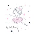 My little Prima Ballerina. Simple linear vector graphic isolated illustration Royalty Free Stock Photo